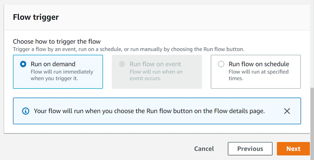 screenshot of Amazon AppFlow